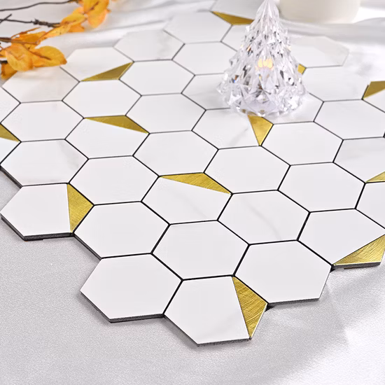 Carrelage hexagonal en marbre et métal naturel, carrelage de sol en pierre pour cuisine et salle de douche, carrelage mosaïque hexagonal