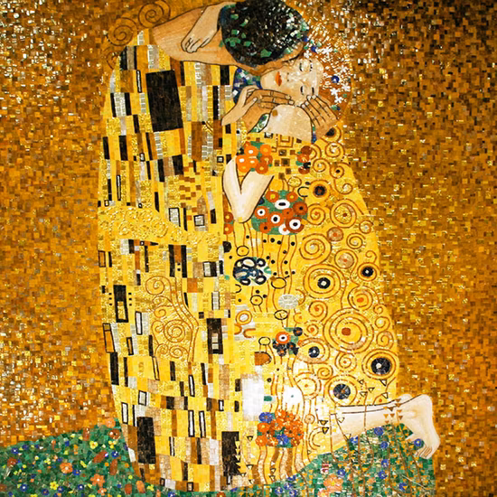 Klimt – mosaïque de verre faite à la main, décoration murale d'hôtel, carreaux dorés