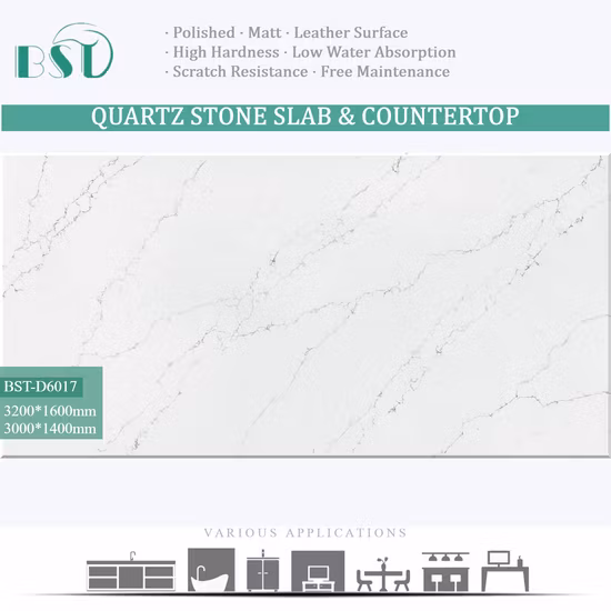 Dalle de quartz Calacatta blanc en cristal de 2 cm en stock