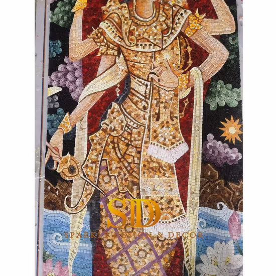 Peinture murale en mosaïque de verre de Dieu hindou coloré personnalisée faite à la main à vendre